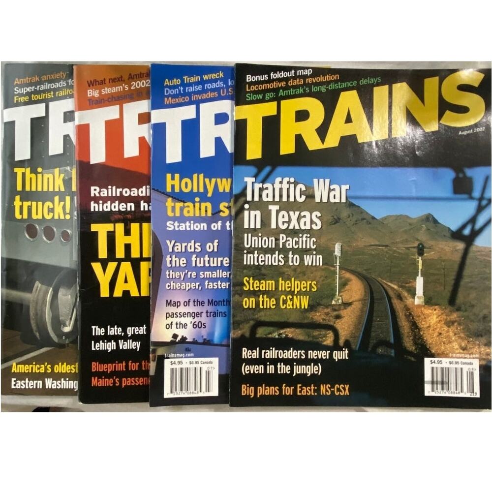 Vtg Lot 4 Trains May Jun Jul Aug 2002 Magazine Railroad Engineer Locomotive